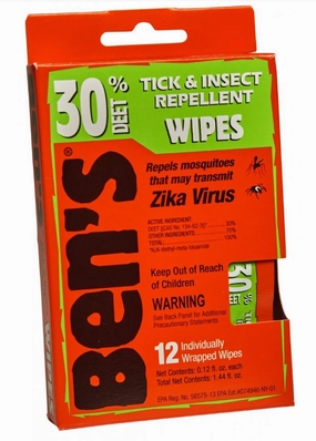 Ben's 30 Deet Tick & Insect Repellent Wipes