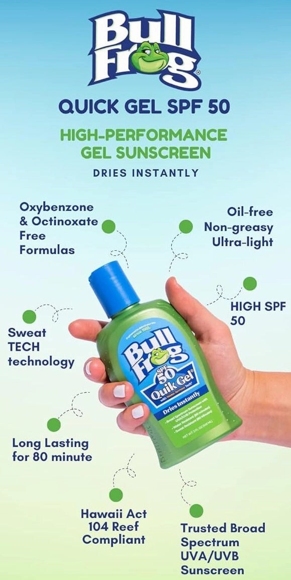 Bullfrog Quik Gel Broad Spectrum SPF 50 Gel Sunscreen
