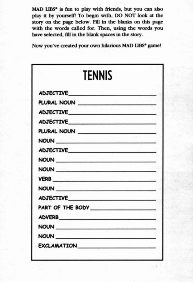 Camp Daze Mad Libs