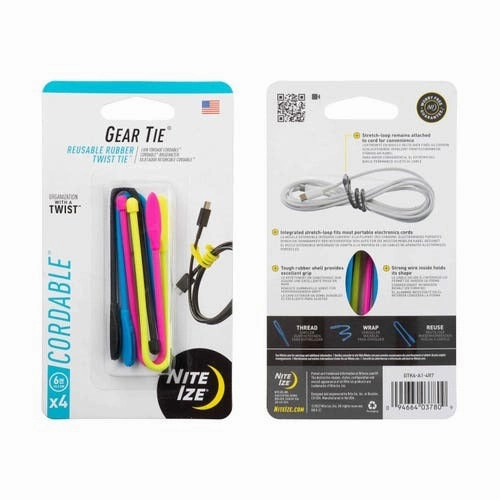Gear Tie Cordable 6in Twist Tie - 4pk