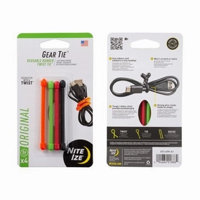 Gear Tie Original Reusable Rubber 3in Twist Tie - 4pk
