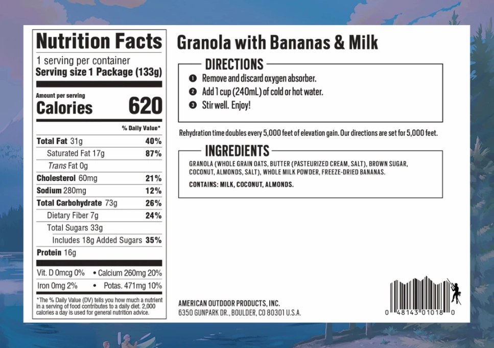 Granola with Bananas, Almonds and Milk - (1 Serving)