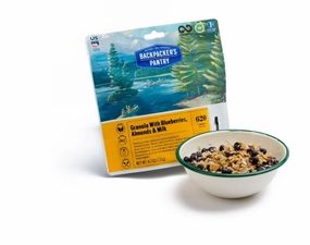 Granola with Blueberries, Almonds, and Milk