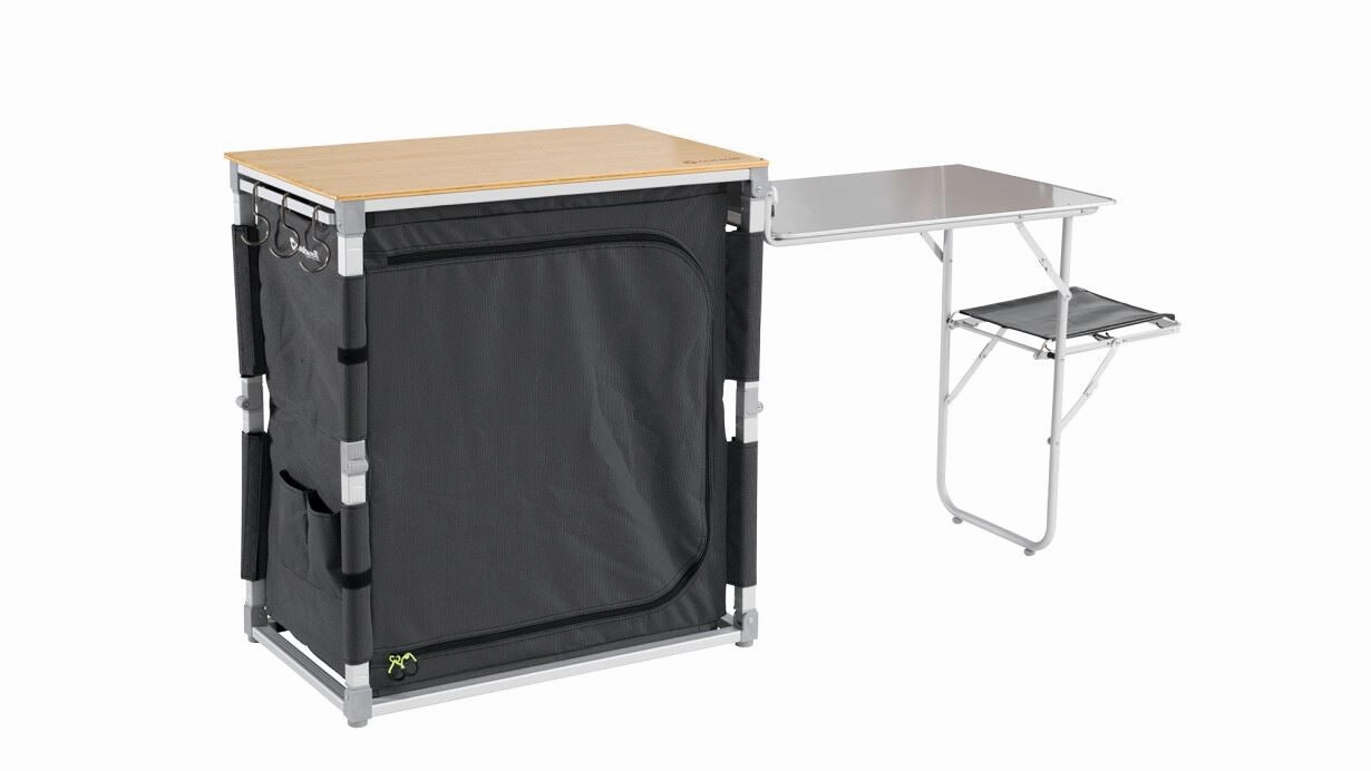 Outwell Padres Kitchen Table With Bamboo Table Top & Side Unit