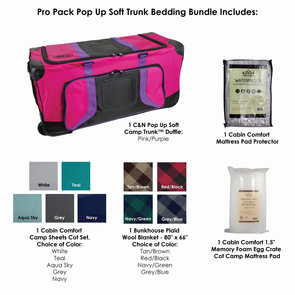Pro Pack Pop Up Soft Trunk Bedding Bundle