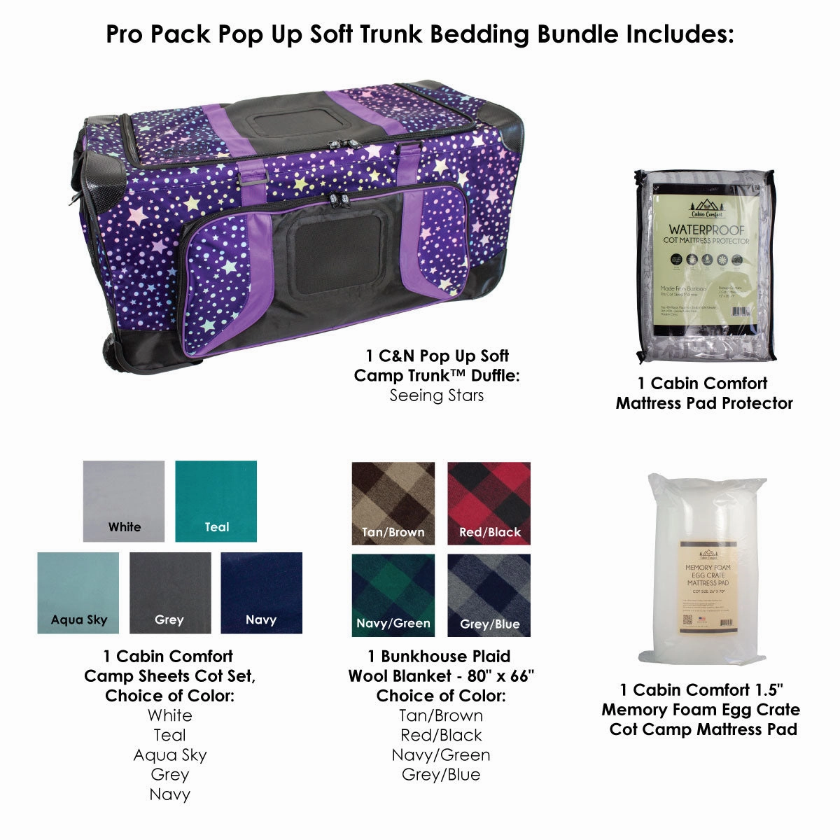 Pro Pack Pop Up Soft Trunk Bedding Bundle
