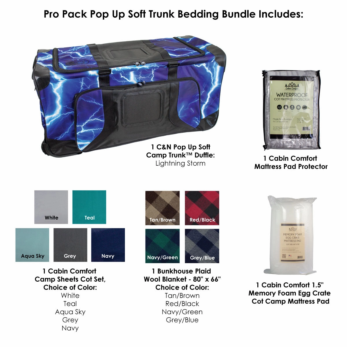 Pro Pack Pop Up Soft Trunk Bedding Bundle