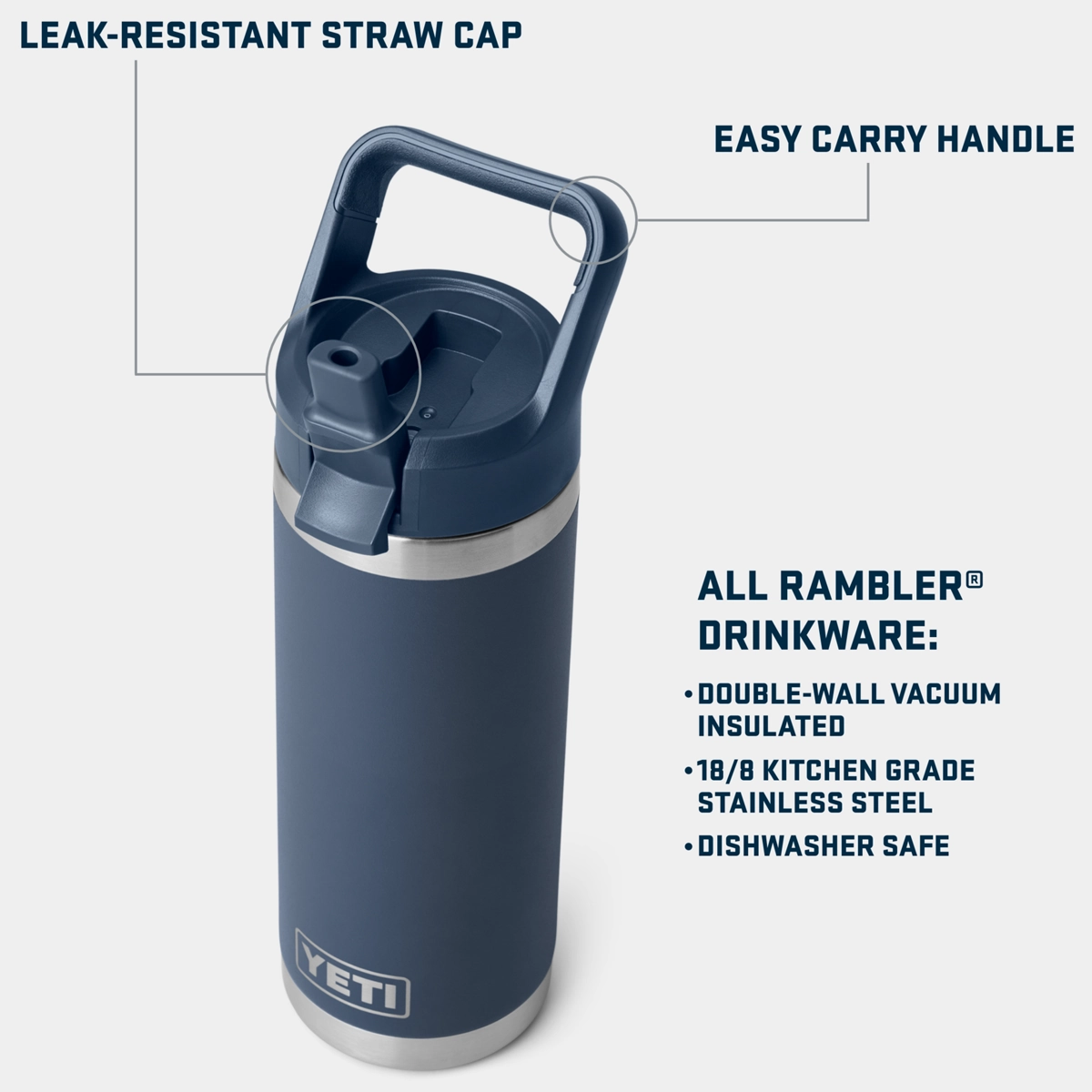 Rambler 18 oz Bottle with Color Matching Straw Cap