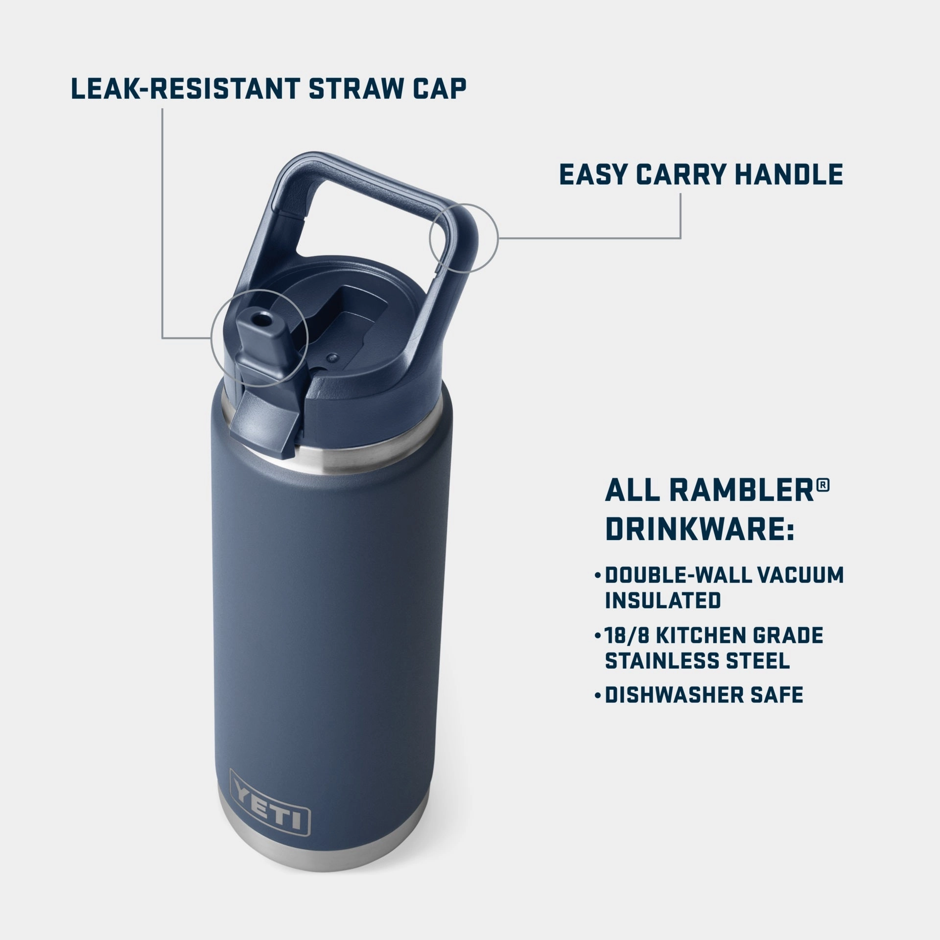 Rambler 26 oz. Water Bottle with Color-Matched Straw Cap