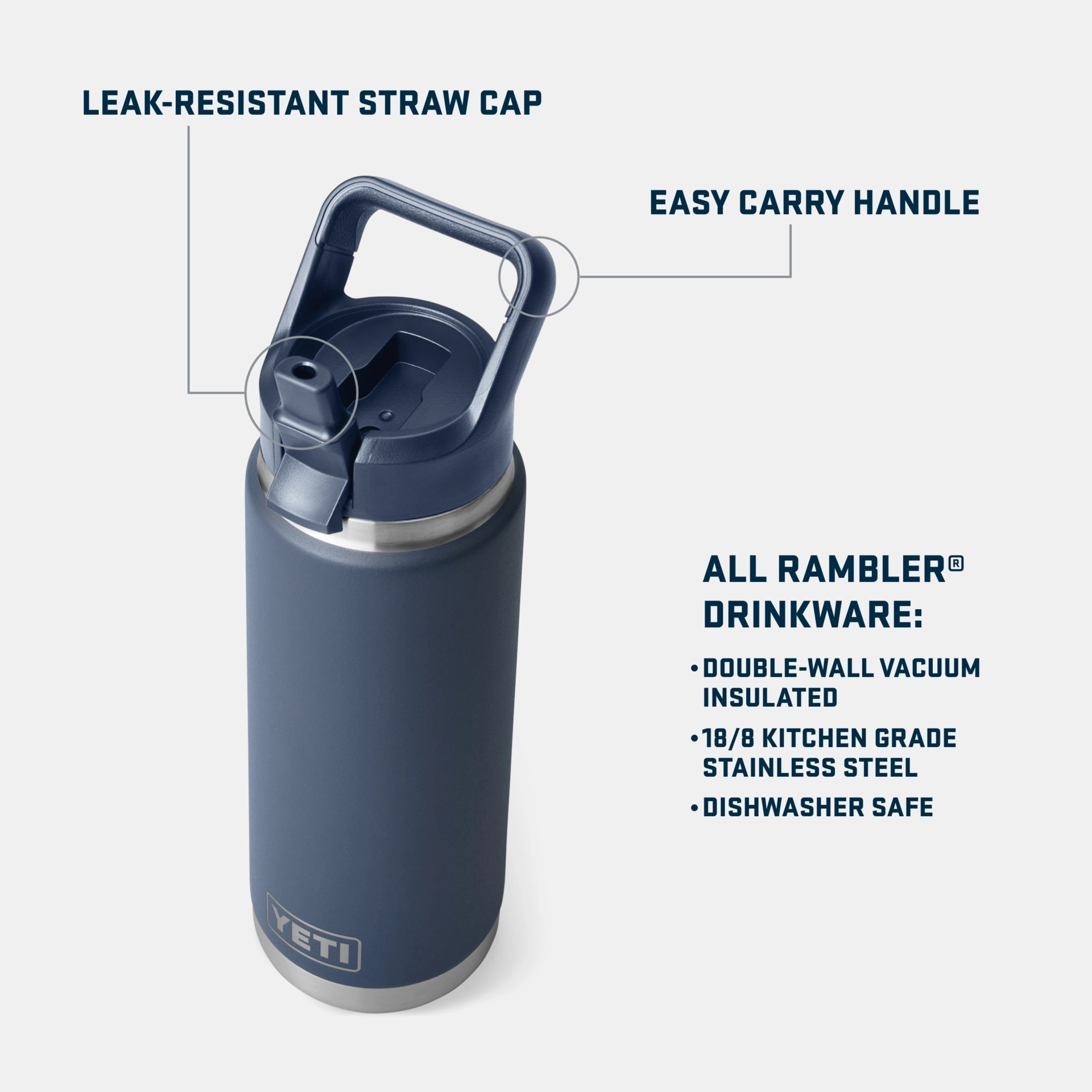 Rambler 26 oz. Water Bottle with Color-Matched Straw Cap