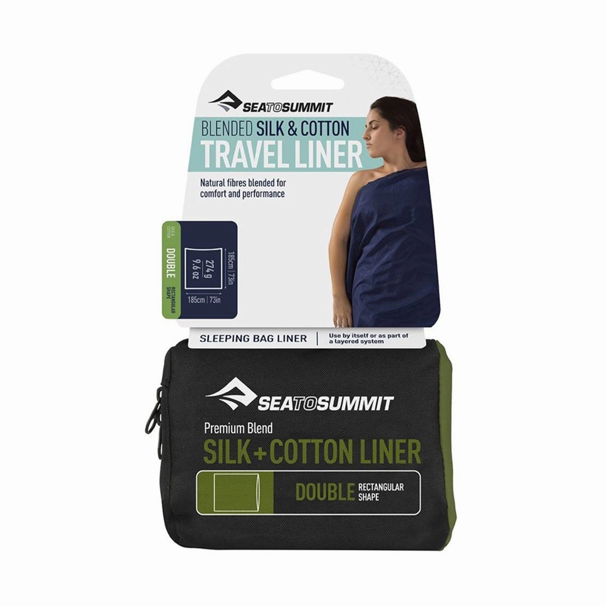 Silk Cotton Travel Liner Navy Blue