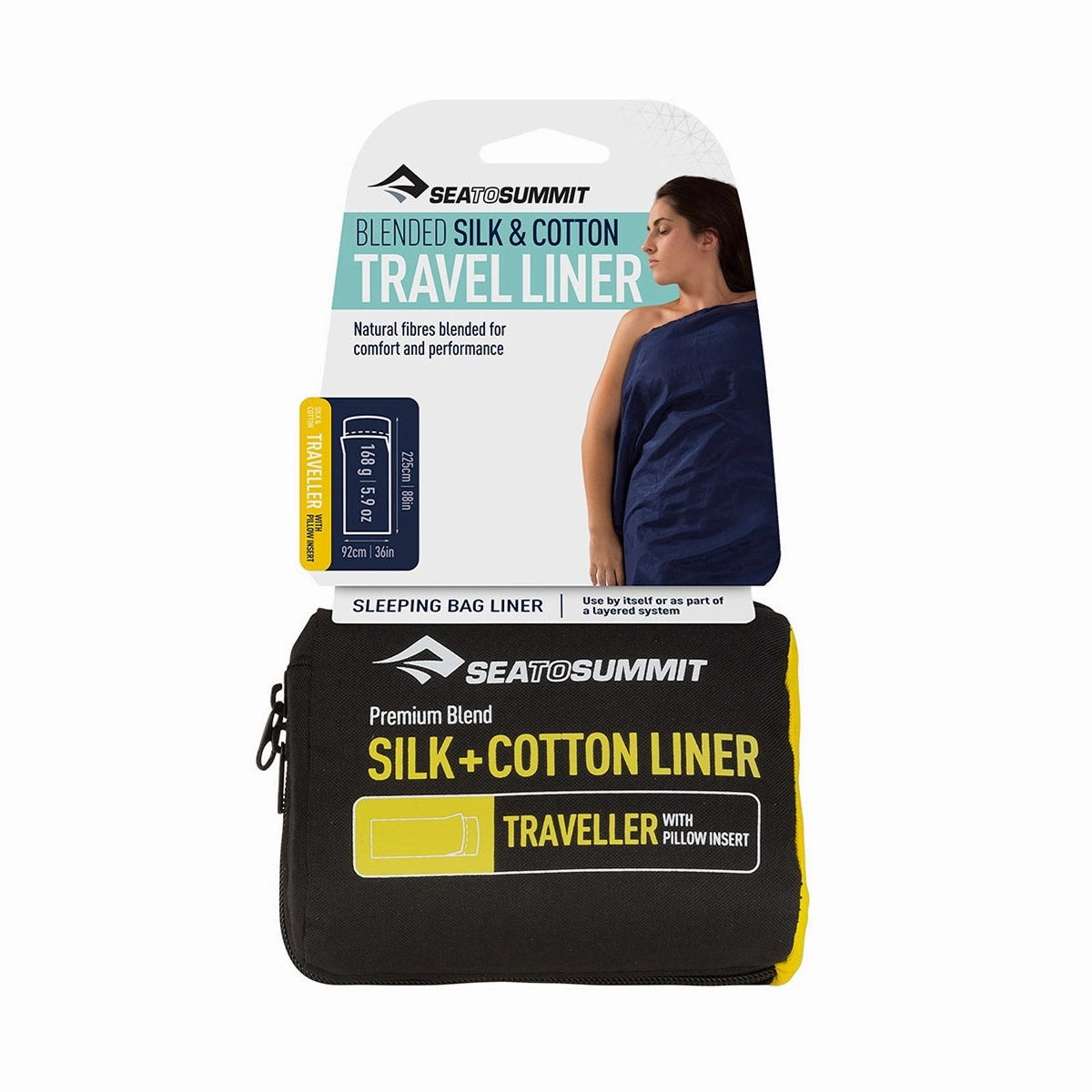 Silk Cotton Travel Liner Navy Blue