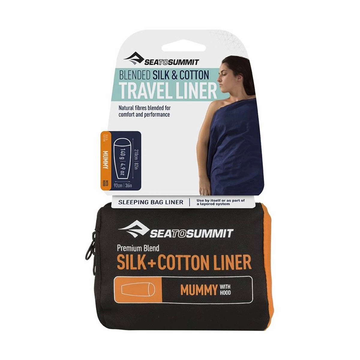 Silk Cotton Travel Liner Navy Blue