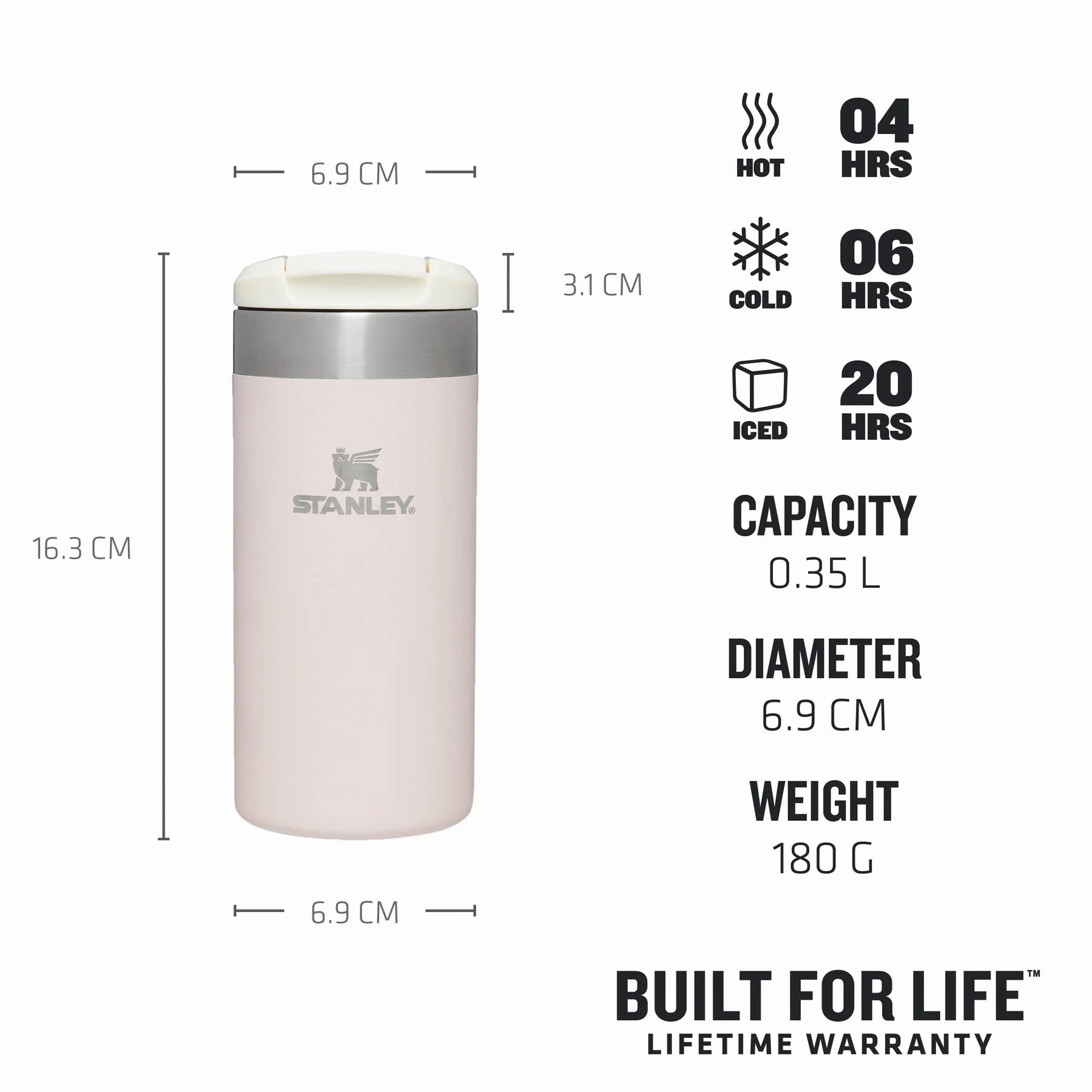 Stanley Aerolight Transit Mug | 0.35L Rose Quartz Metallic