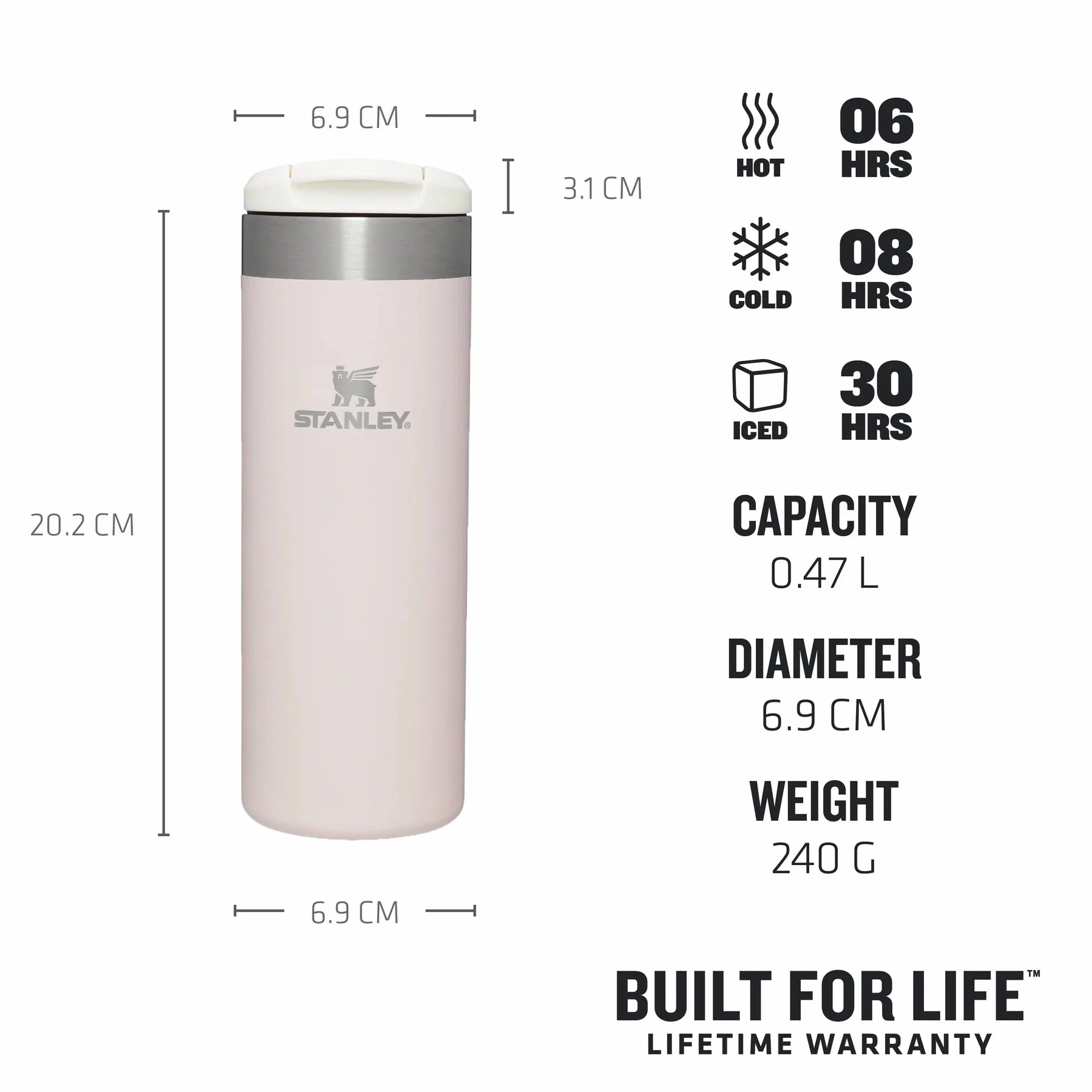 Stanley Aerolight Transit Mug | 0.47L Rose Quartz Metallic