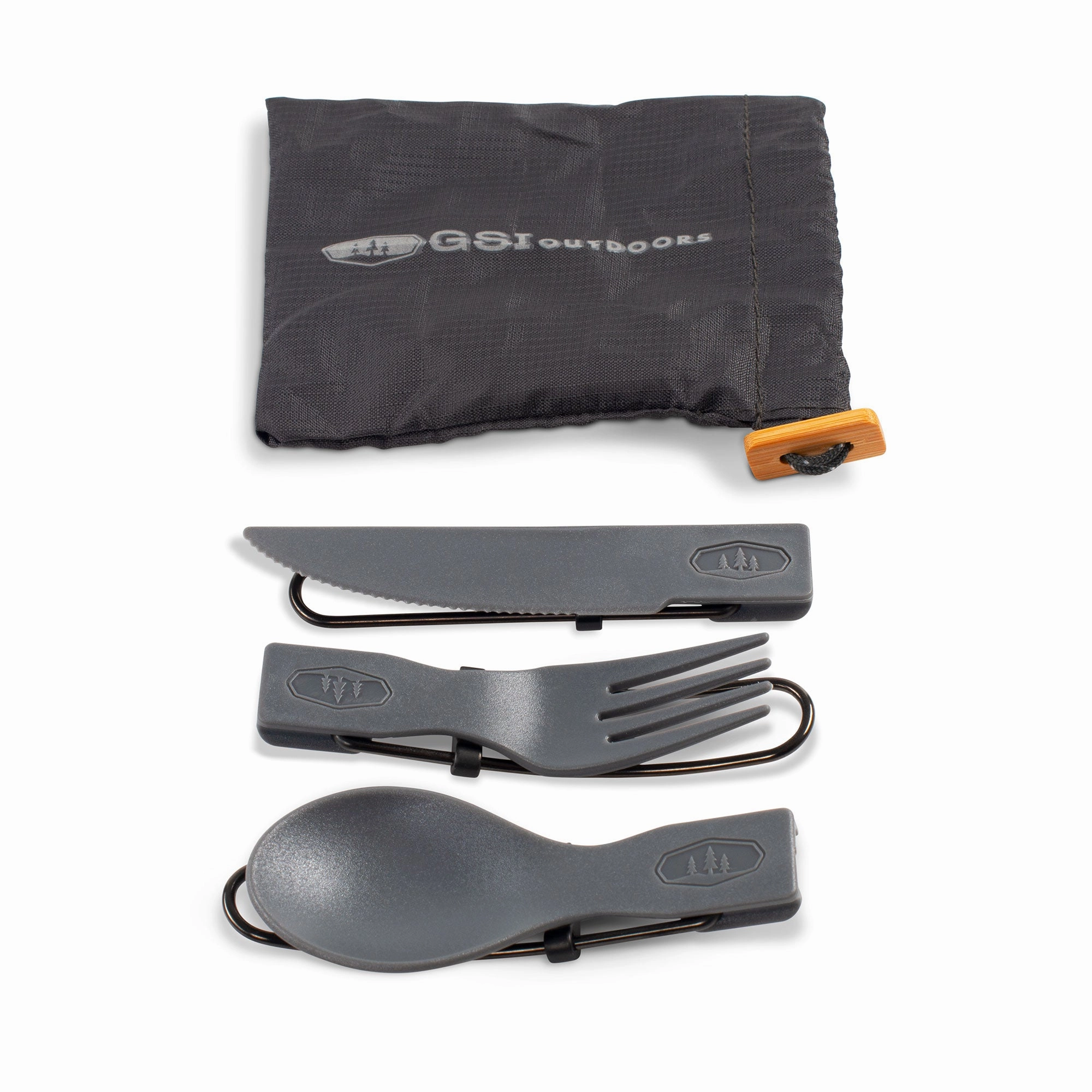 Tekk Trio Folding Cutlery Set - Grey