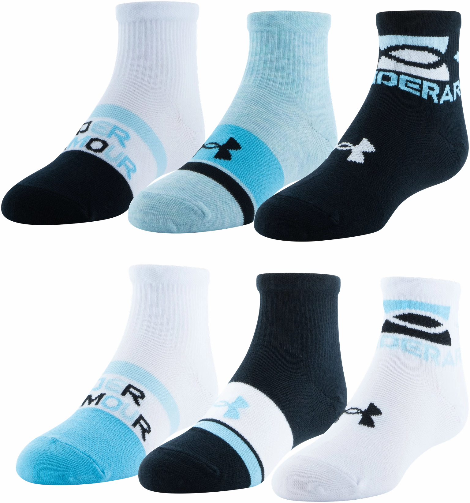 Under Armour Girls' Essential Lite Quarter Socks - 6 Pack