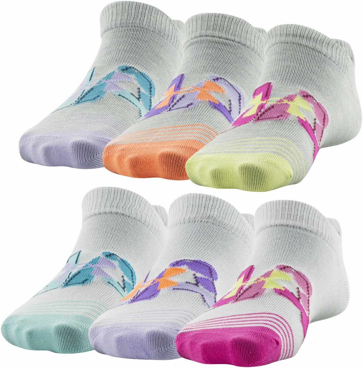 Under Armour Girls' Essential No Show Socks - 6 Pack