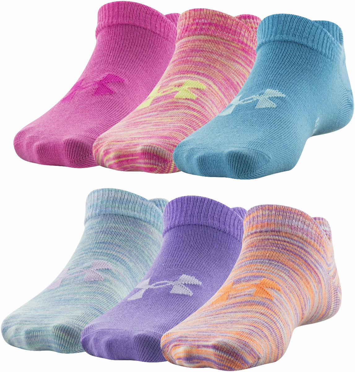 Under Armour Girls' Essential No Show Socks - 6 Pack