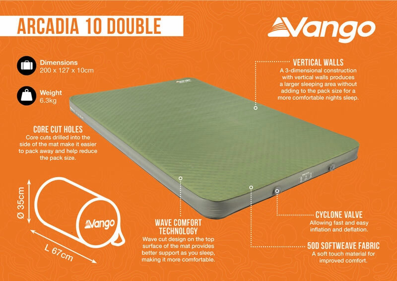 Vango Arcadia 10 Double Self Inflating Mat