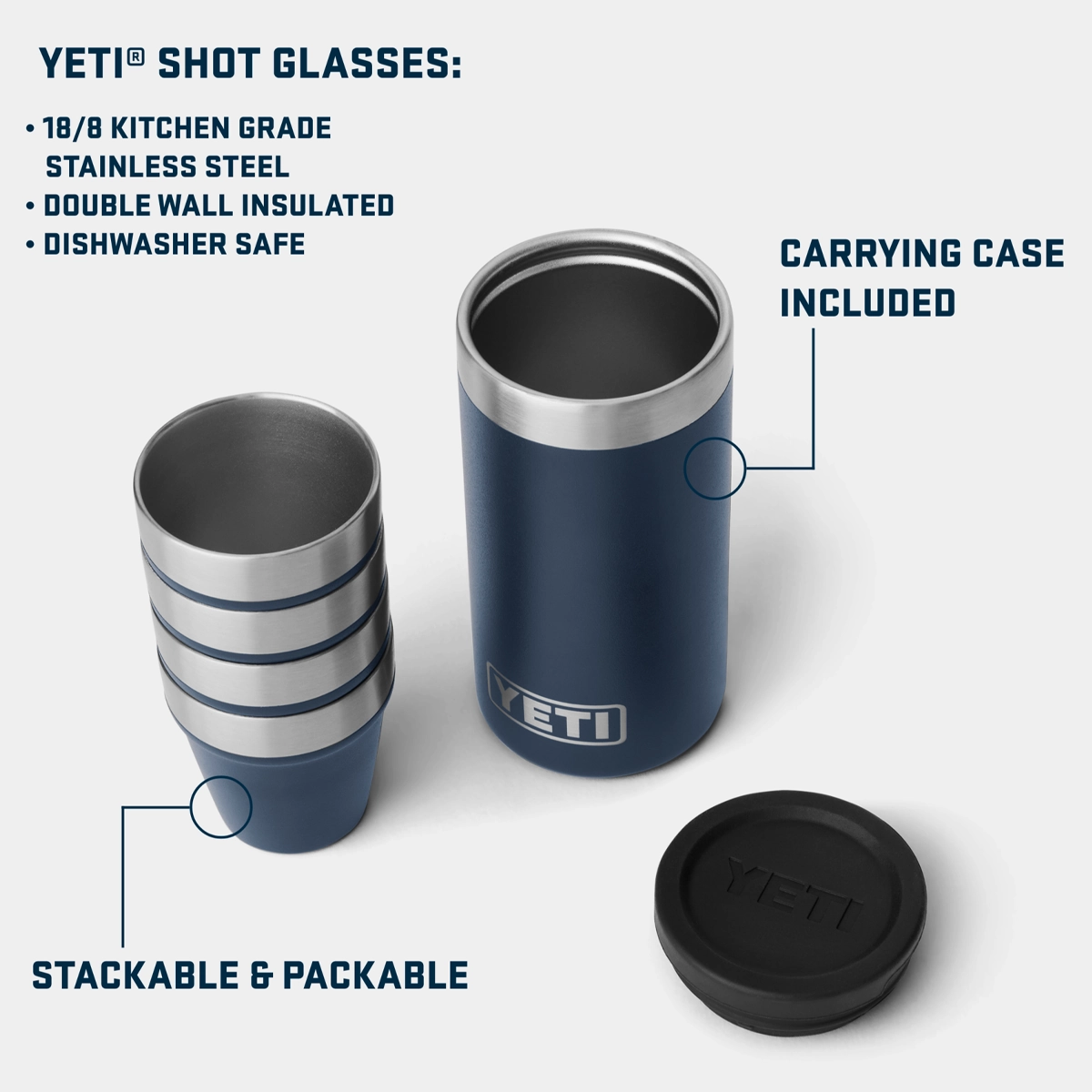 YETI Shot Glasses with Carrying Case
